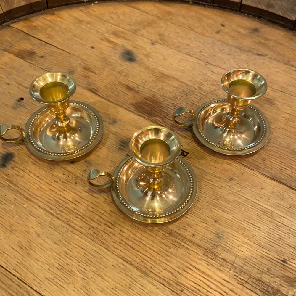 New Age Imports Brass Candle Holder